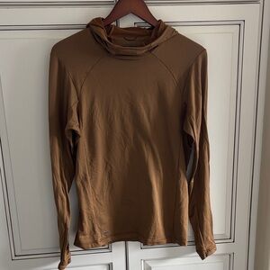 Janji Rover Merino Hoodie Brown Shirt Performance Stretch Running Mens Small